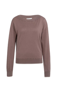 YAYA - Boatneck Sweater in Deep Taupe Brown