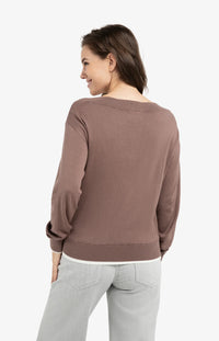 YAYA - Boatneck Sweater in Deep Taupe Brown