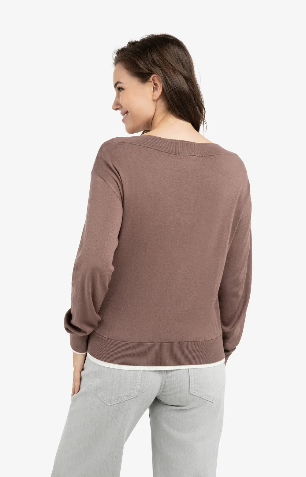 YAYA - Boatneck Sweater in Deep Taupe Brown