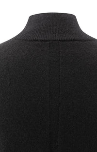 YAYA - Fine Knit Sweater with Cut-Out Neckline in Black