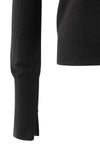 YAYA - Fine Knit Sweater with Cut-Out Neckline in Black