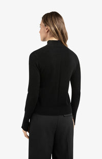 YAYA - Fine Knit Sweater with Cut-Out Neckline in Black