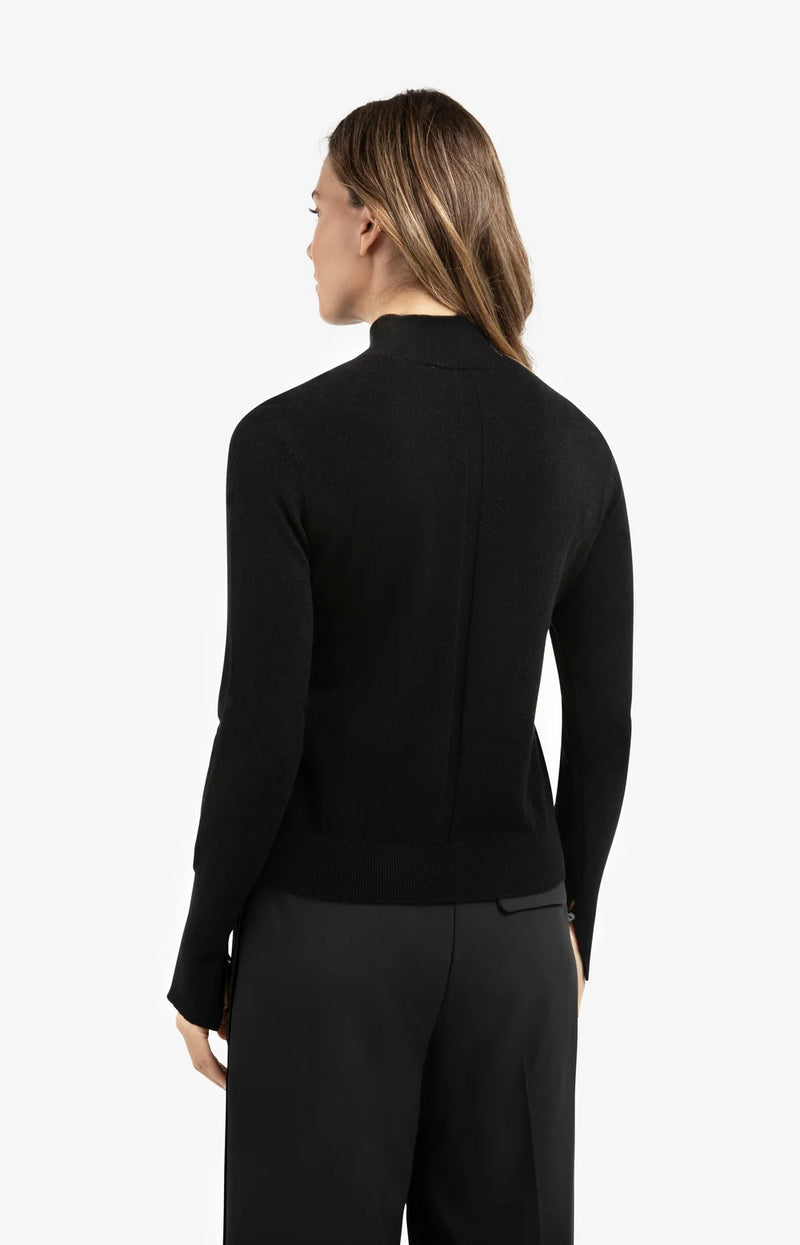 YAYA - Fine Knit Sweater with Cut-Out Neckline in Black
