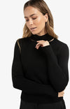 YAYA - Fine Knit Sweater with Cut-Out Neckline in Black
