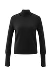YAYA - Fine Knit Sweater with Cut-Out Neckline in Black