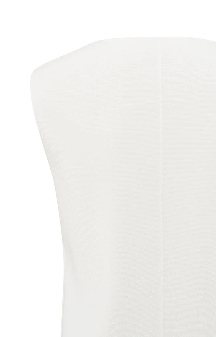 YAYA - Fine Knitted V-Neck Gilet in Pure White