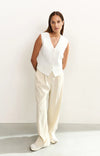 YAYA - Fine Knitted V-Neck Gilet in Pure White