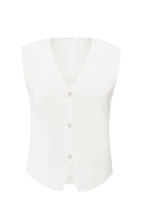 YAYA - Fine Knitted V-Neck Gilet in Pure White
