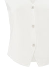 YAYA - Fine Knitted V-Neck Gilet in Pure White