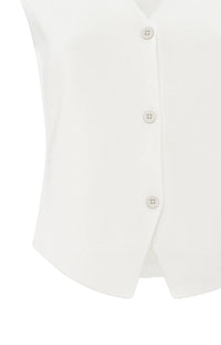 YAYA - Fine Knitted V-Neck Gilet in Pure White