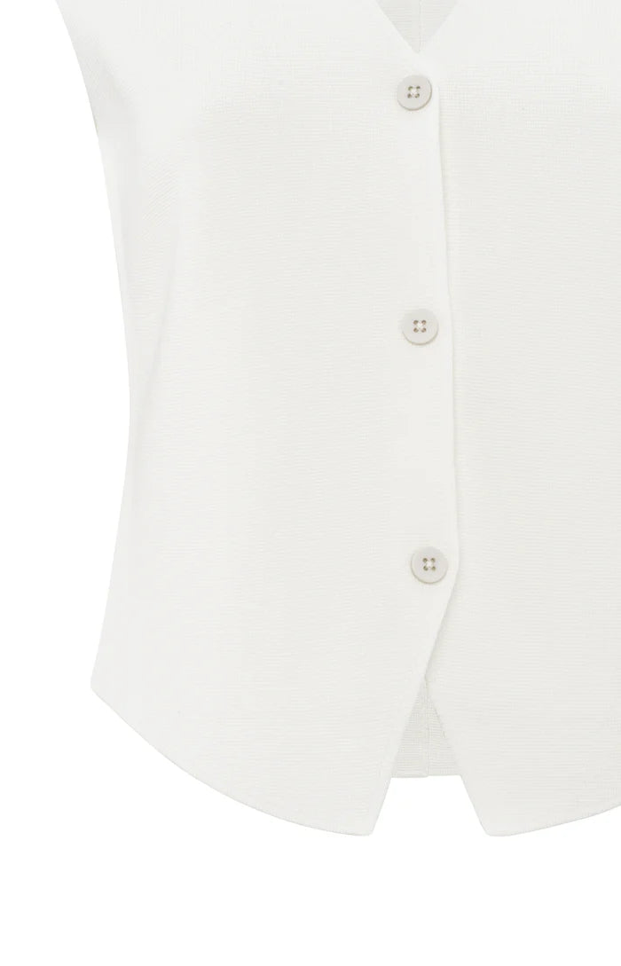 YAYA - Fine Knitted V-Neck Gilet in Pure White