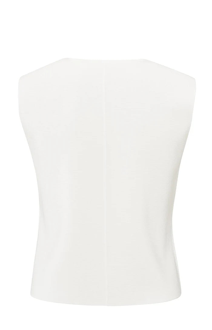 YAYA - Fine Knitted V-Neck Gilet in Pure White