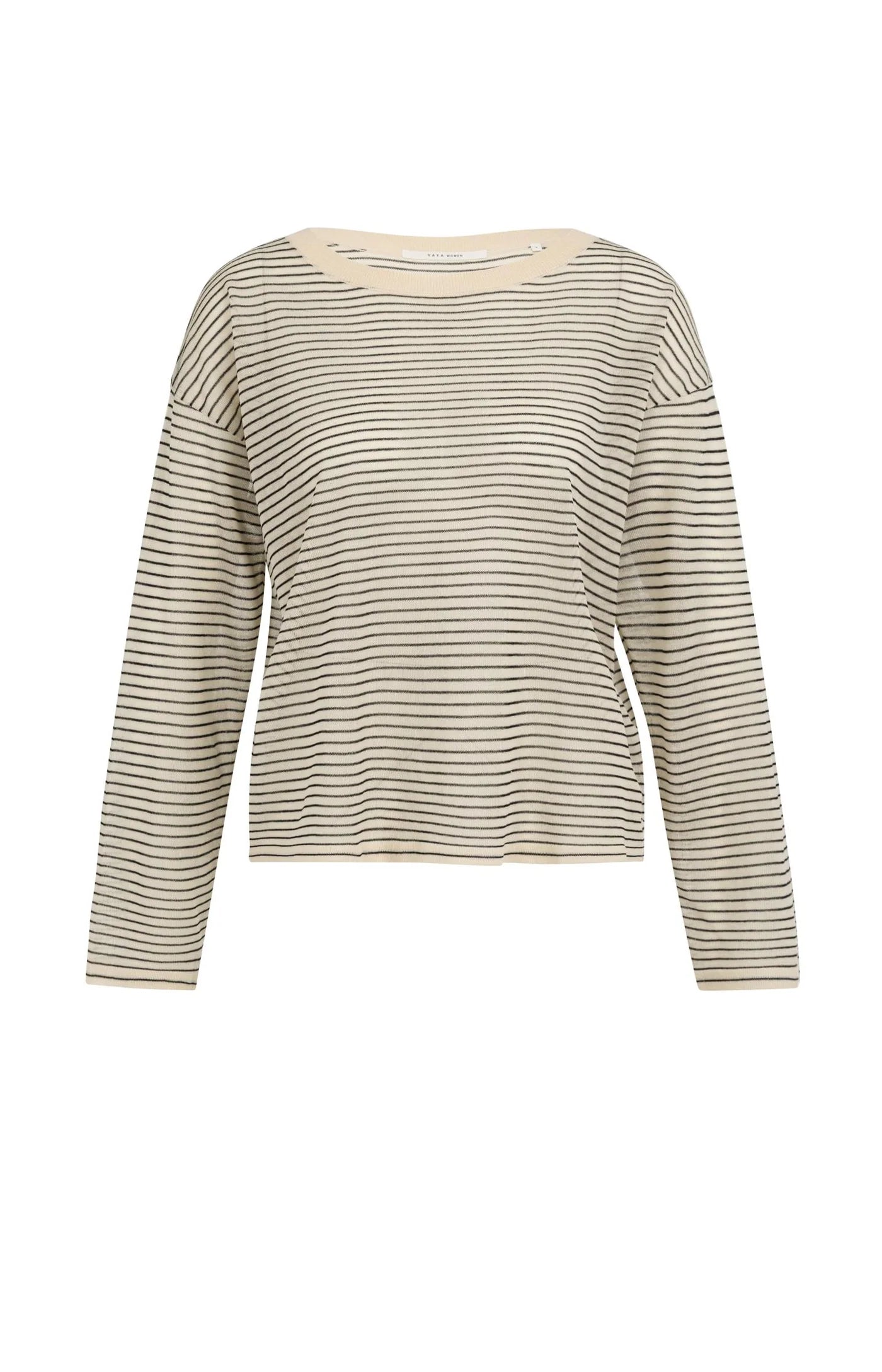 YAYA - Fine Knitted Striped Sweater in Creme Beige