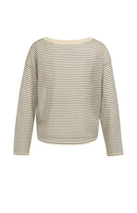 YAYA - Fine Knitted Striped Sweater in Creme Beige