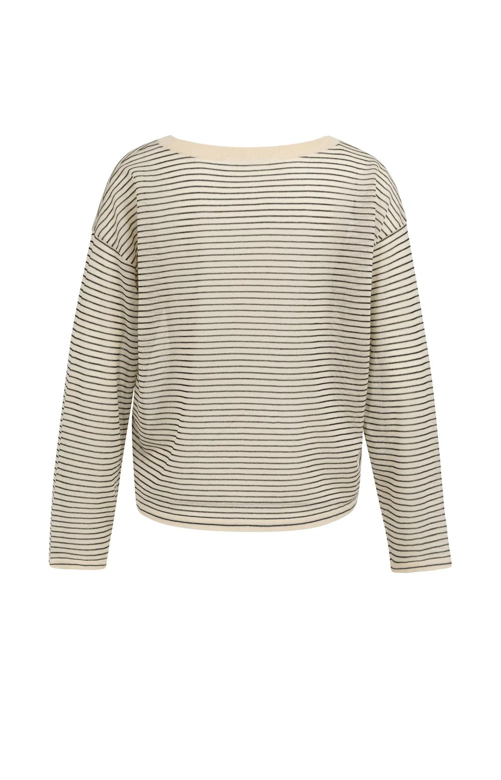 YAYA - Fine Knitted Striped Sweater in Creme Beige