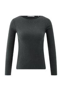 YAYA - Light Structured Knitted Top in Oyster Black