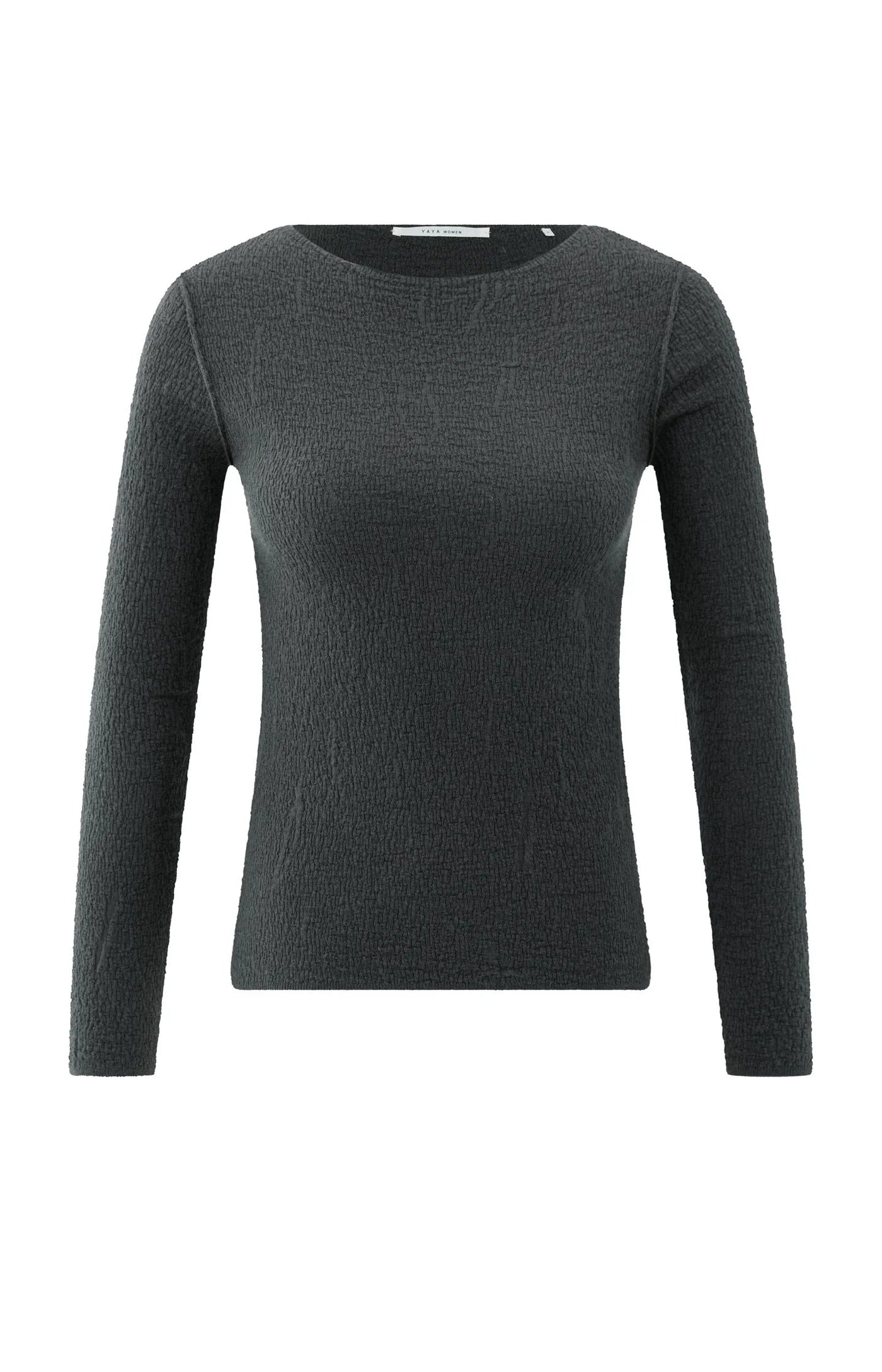YAYA - Light Structured Knitted Top in Oyster Black