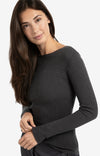 YAYA - Light Structured Knitted Top in Oyster Black