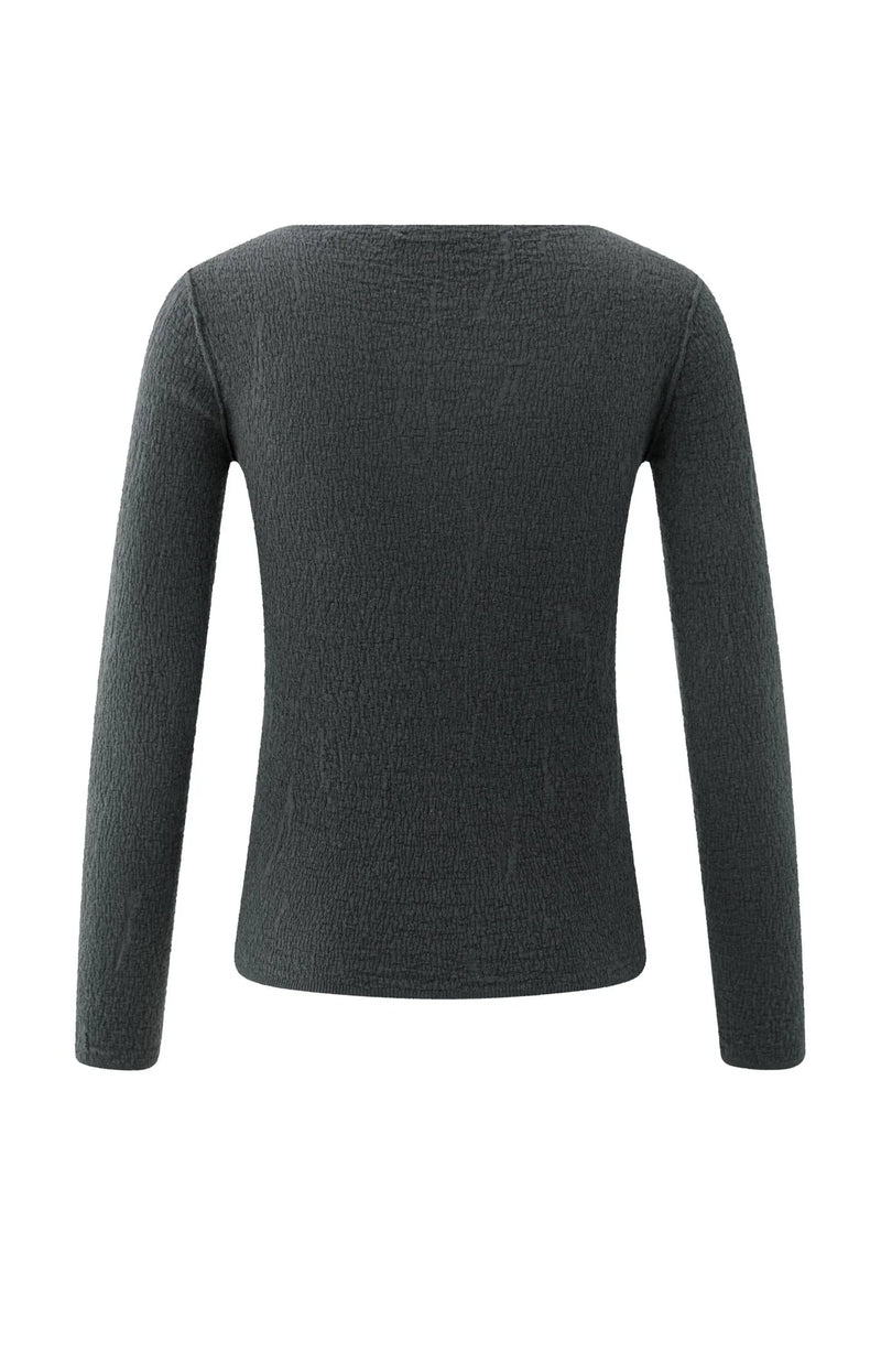 YAYA - Light Structured Knitted Top in Oyster Black