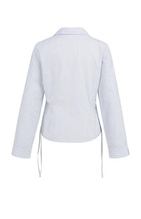 YAYA - Fitted Blouse with Side Drawstring in Iron Grey Dessin