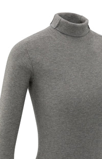 YAYA - Fitted Rib Turtleneck Sweater in Taupe Grey