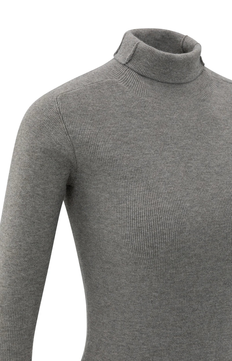 YAYA - Fitted Rib Turtleneck Sweater in Taupe Grey