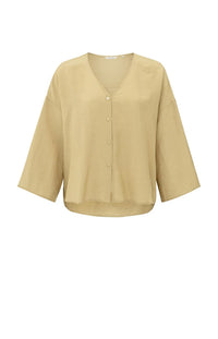YAYA - Loose Fit V-Neck Blouse in Croissant Brown