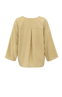 YAYA - Loose Fit V-Neck Blouse in Croissant Brown