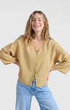 YAYA - Loose Fit V-Neck Blouse in Croissant Brown
