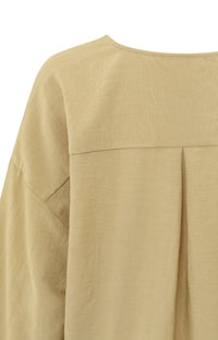 YAYA - Loose Fit V-Neck Blouse in Croissant Brown