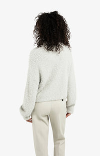 YAYA - Fluffy Cropped Collar Sweater in Cloud Grey