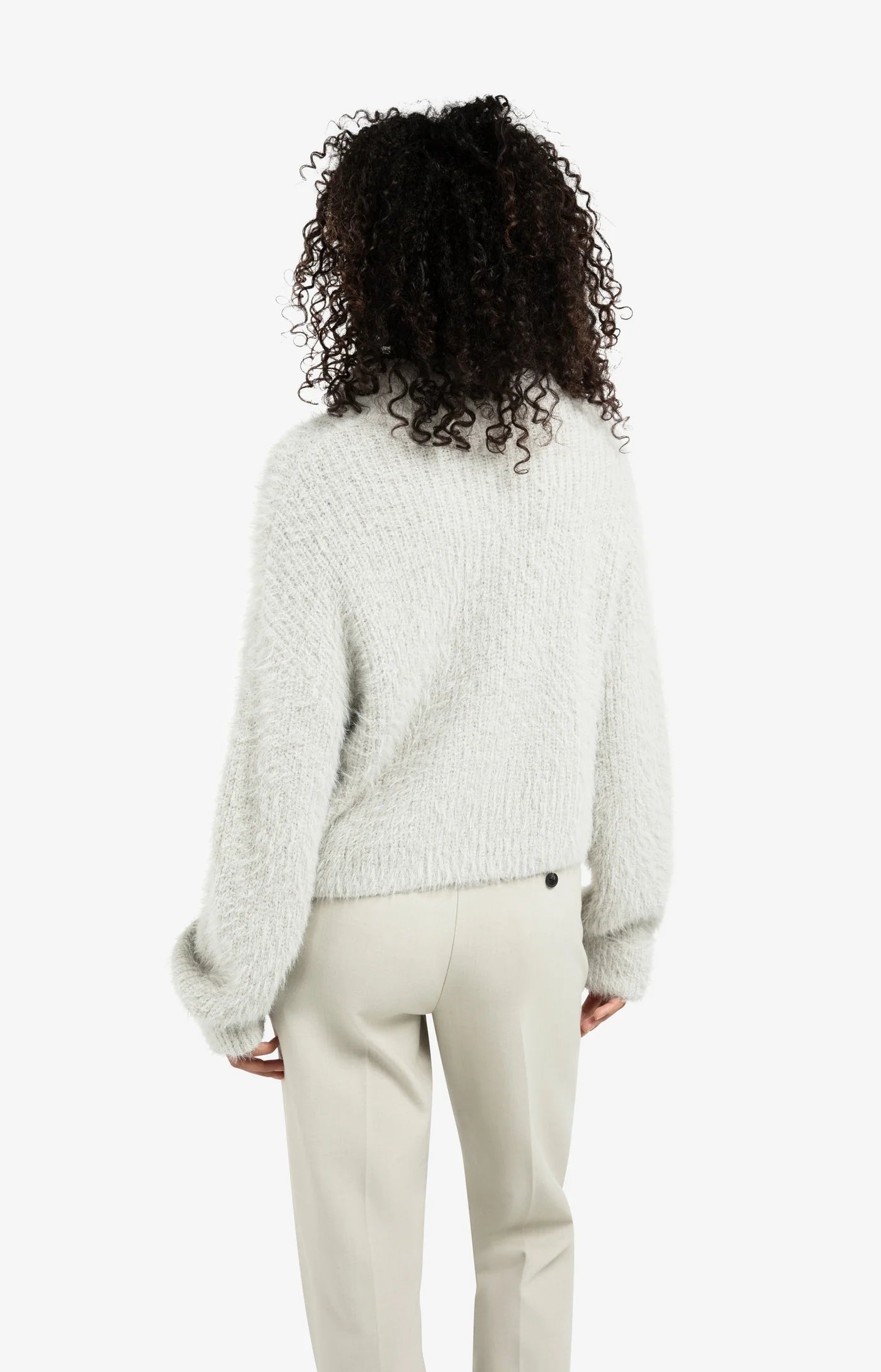 YAYA - Fluffy Cropped Collar Sweater in Cloud Grey