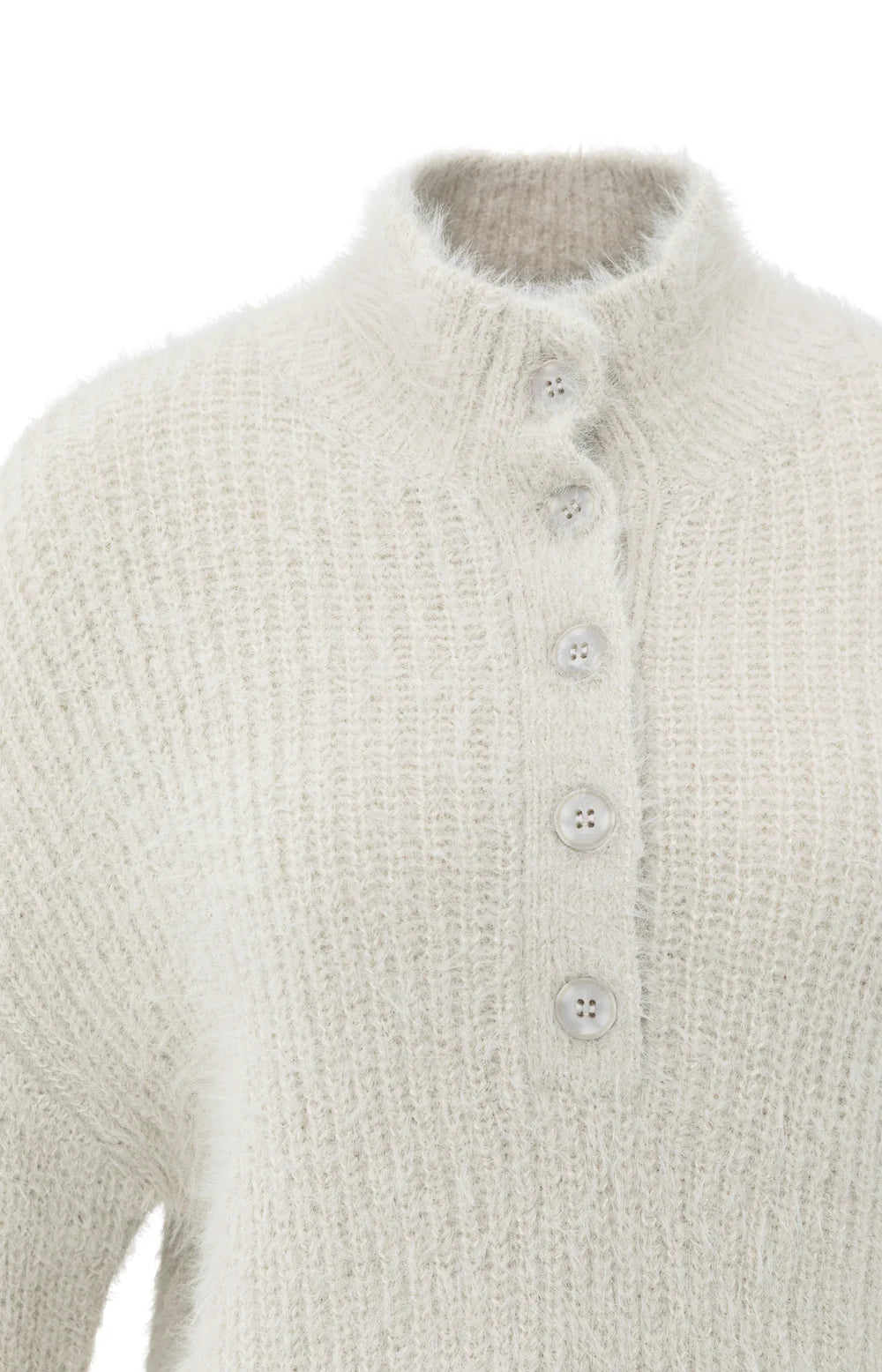 YAYA - Fluffy Cropped Collar Sweater in Cloud Grey