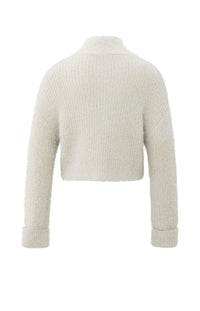 YAYA - Fluffy Cropped Collar Sweater in Cloud Grey