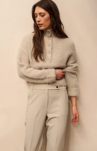 YAYA - Fluffy Cropped Collar Sweater in Cloud Grey
