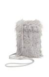 YAYA - Billy Fluffy Phone Bag with Cord in Light Grey