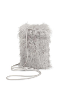 YAYA - Billy Fluffy Phone Bag with Cord in Light Grey