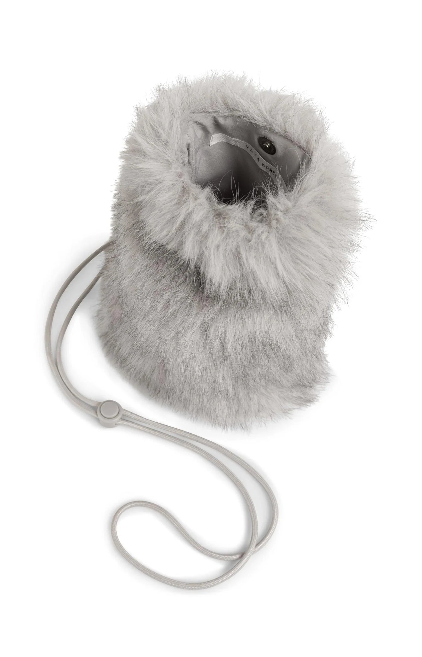 YAYA - Billy Fluffy Phone Bag with Cord in Light Grey