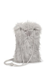 YAYA - Billy Fluffy Phone Bag with Cord in Light Grey