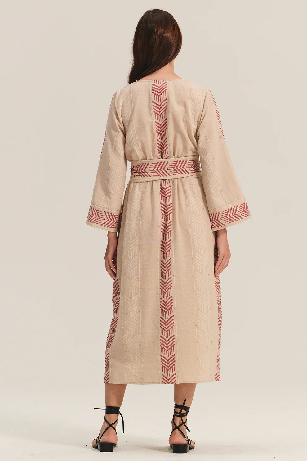 Velvet - Eldora - Gaia Jacquard Dress in Chai