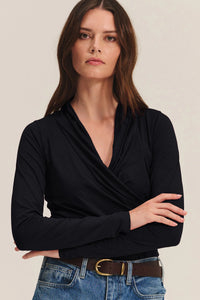 Velvet - Meri - Gauzy Whisper Wrap Top in Black