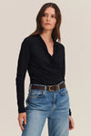 Velvet - Meri - Gauzy Whisper Wrap Top in Black