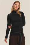 Velvet - Talisia - Gauzy Whisper Mock Neck in Black