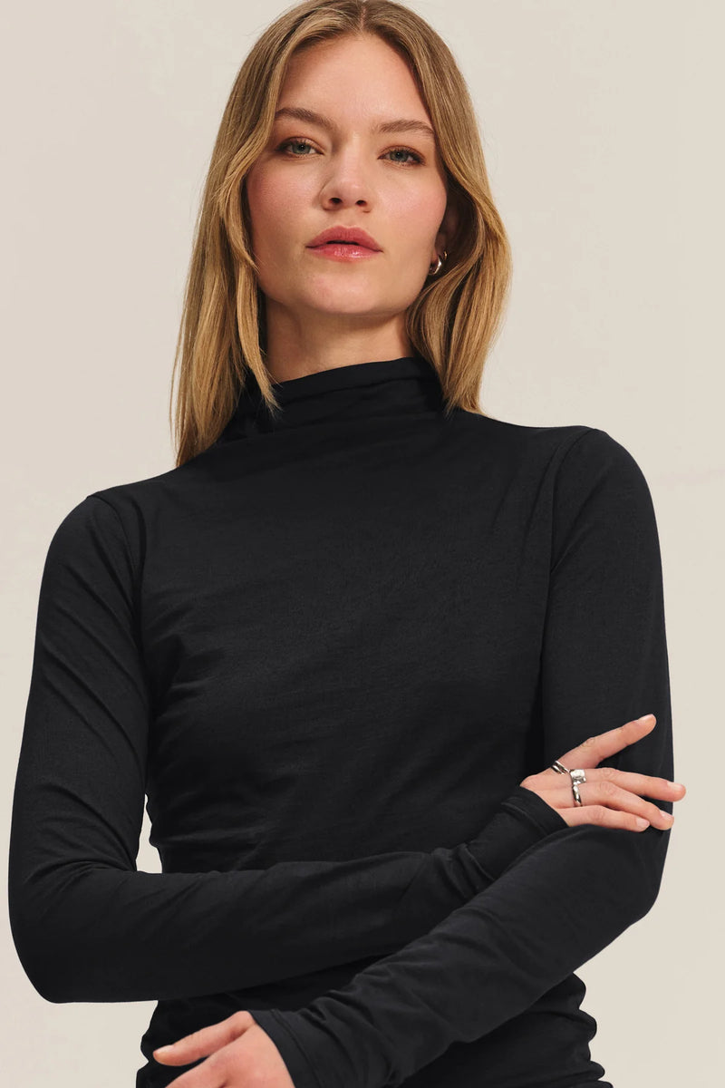Velvet - Talisia - Gauzy Whisper Mock Neck in Black