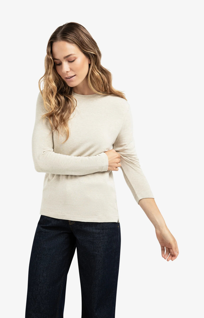 YAYA - Heavyweight Jersey Top in Almond Milk Beige