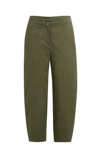 YAYA - High Waist Barrel Trousers in Army Green