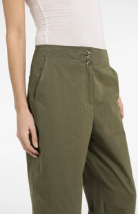 YAYA - High Waist Barrel Trousers in Army Green