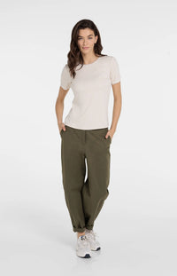 YAYA - High Waist Barrel Trousers in Army Green