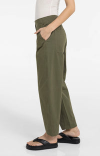 YAYA - High Waist Barrel Trousers in Army Green