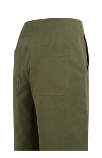 YAYA - High Waist Barrel Trousers in Army Green